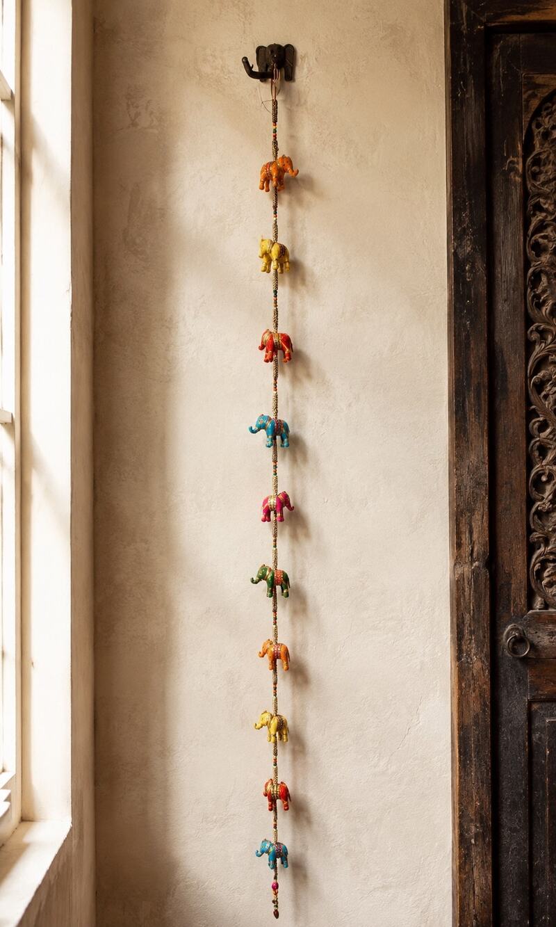 Vintage Style Indian Elephant Garland Hanging Boho Beaded Wall Decor